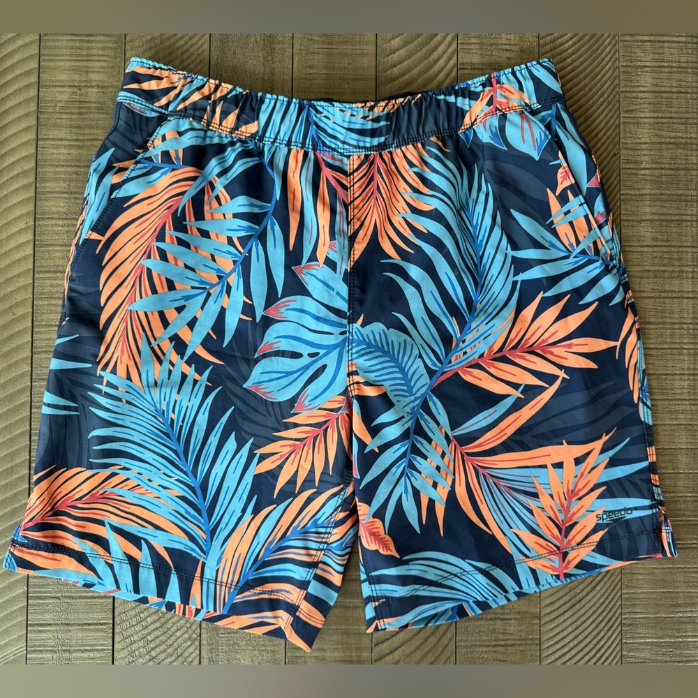 Speedo Blue and Orange Board Shorts for Beach Adventures Men’s Size Medium